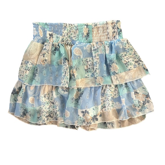 MADDEN NYC Floral Smocked Double Ruffle Skort S - Picture 9 of 10